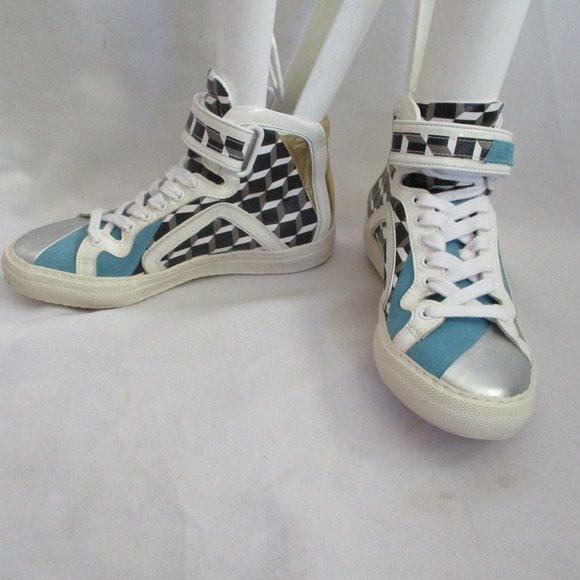 PIERRE HARDY CUBE Leather Sneaker Hi-Top Shoe - Picture 3 of 7